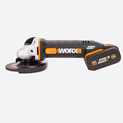 Угловая шлифмашина аккумуляторная WORX WX803, 20В, 125 мм, 1*2,0Ач + 1*4,0 Ач, кейс