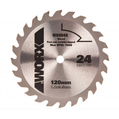 Пильный диск твердосплавный WORX WA5046, 24T TCT 120х1,2х9,5 мм