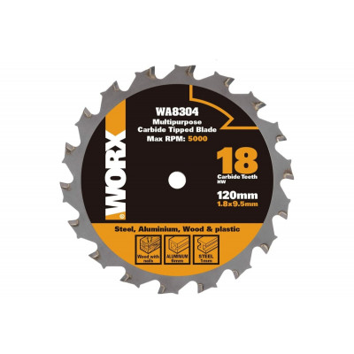 Пильный диск универсальный WORX WA8304, 120х1,8х9,5 мм (дерево,алюм.,металл)