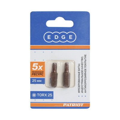 _РАСПРОДАЖА Бита EDGE by PATRIOT T25, сталь S2, длина 25 мм, 2шт в блистере