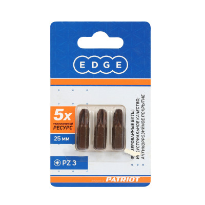 _РАСПРОДАЖА Бита EDGE by PATRIOT PZ3, сталь S2, длина 25 мм, 3шт в блистере