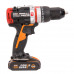 Дрель-шуруповерт ударная аккумуляторная WORX WX354, 20В, бесщеточная, 2,0Ач*2,кейс