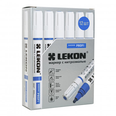 Маркер LEKON Profi с нитроэмалью 12/480 цвет: синий.Корея