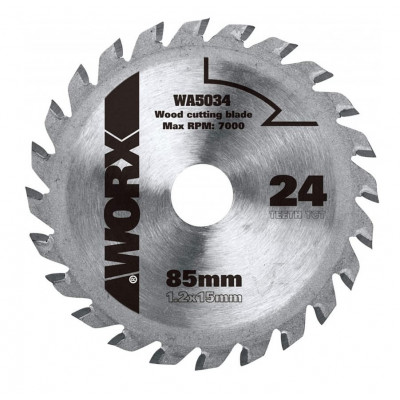 Пильный диск твердосплавный WORX WA5034, 24Т ТСТ 85х1,2х15 мм