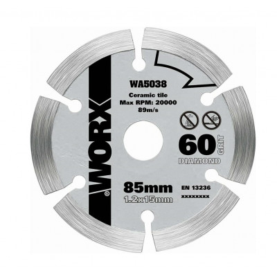 Пильный диск алмазный WORX WA5038, 85х1,2х15мм