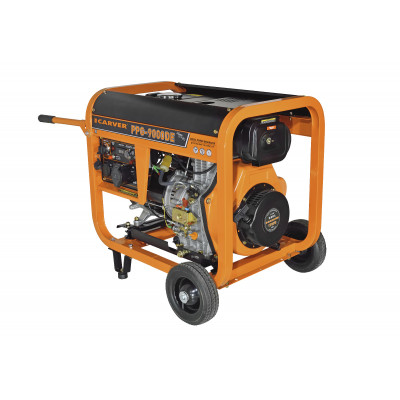Генератор CARVER  PPG- 9000DE дизель (LT-192FD, 7,0/7,5кВт, 220В, бак12.5л, э/старт, колеса, медь)