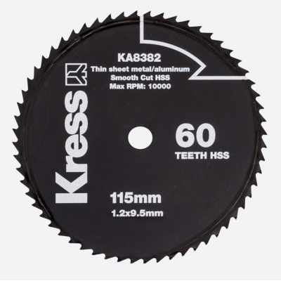 Диск по металлу и алюминию KRESS 60T HSS 115х1,2х9,5 мм