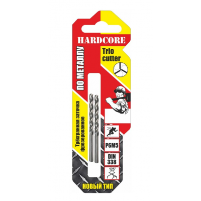 Сверло по металлу 3.0х61мм Р6М5 2шт/уп "Hardcore" Trio Cutter