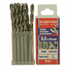 Сверло по металлу фрез. Р6М5 5.5х93мм 10 шт/уп "Hardcore" Industry cutter