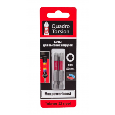 Биты 1/4" E6,3 магн., S2, зона Torsion Torx 30-50мм (2 шт./карта) "Quadro Torsion"