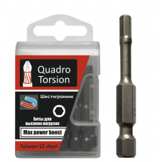 Бита 1/4" E6,3 магн., S2, зона Torsion, Шестигран. 5.0-50мм (10 шт./кор.) "Quadro Torsion"