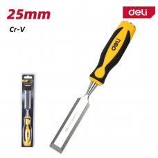 DL6225-E1 Стамеска плоская Deli ширина 25мм, длина 140мм, CrV, прорезиненная рукоять