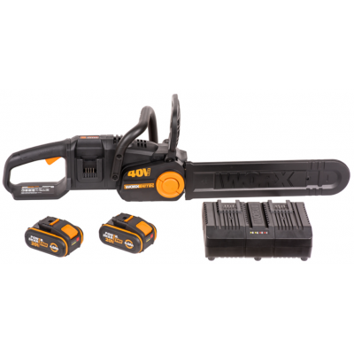 Цепная пила аккумуляторная WORX NITRO 40В 40cm бесщеточная, 4.0Ач х2, ЗУ 2А, коробка
