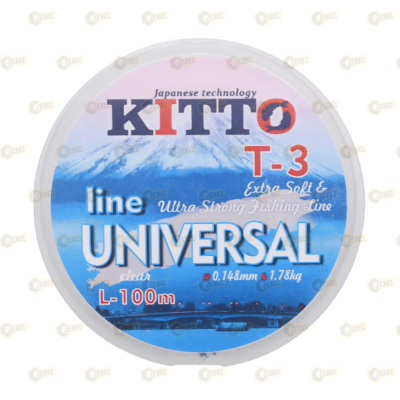 _РАСПРОДАЖА Леска KITTO Линия Universal,цвет прозрачный,100 м,диаметр 0,148 мм