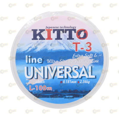 _РАСПРОДАЖА Леска KITTO Линия Universal,цвет прозрачный,100 м,диаметр 0,181 мм