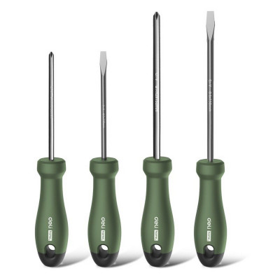 HT1004L Набор отверток "Home Series Green" Deli 4шт SL5x100+SL6x150+PH1x100+PH2x150