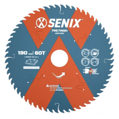 AECS-0007 Диск пильный по дереву 190мм х 30 мм, 60Т, SENIX