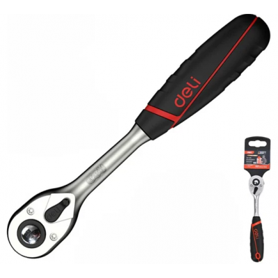 DQ41802 Ключ-трещотка Deli 1/4" 72 зуба, Cr-Mo, быстросъемная