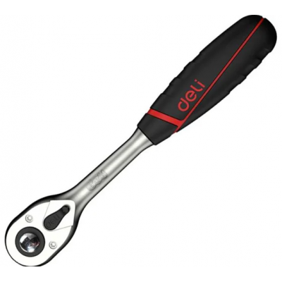 DQ43802 Ключ-трещотка Deli 1/2" 72 зуба, Cr-Mo, быстросъемная